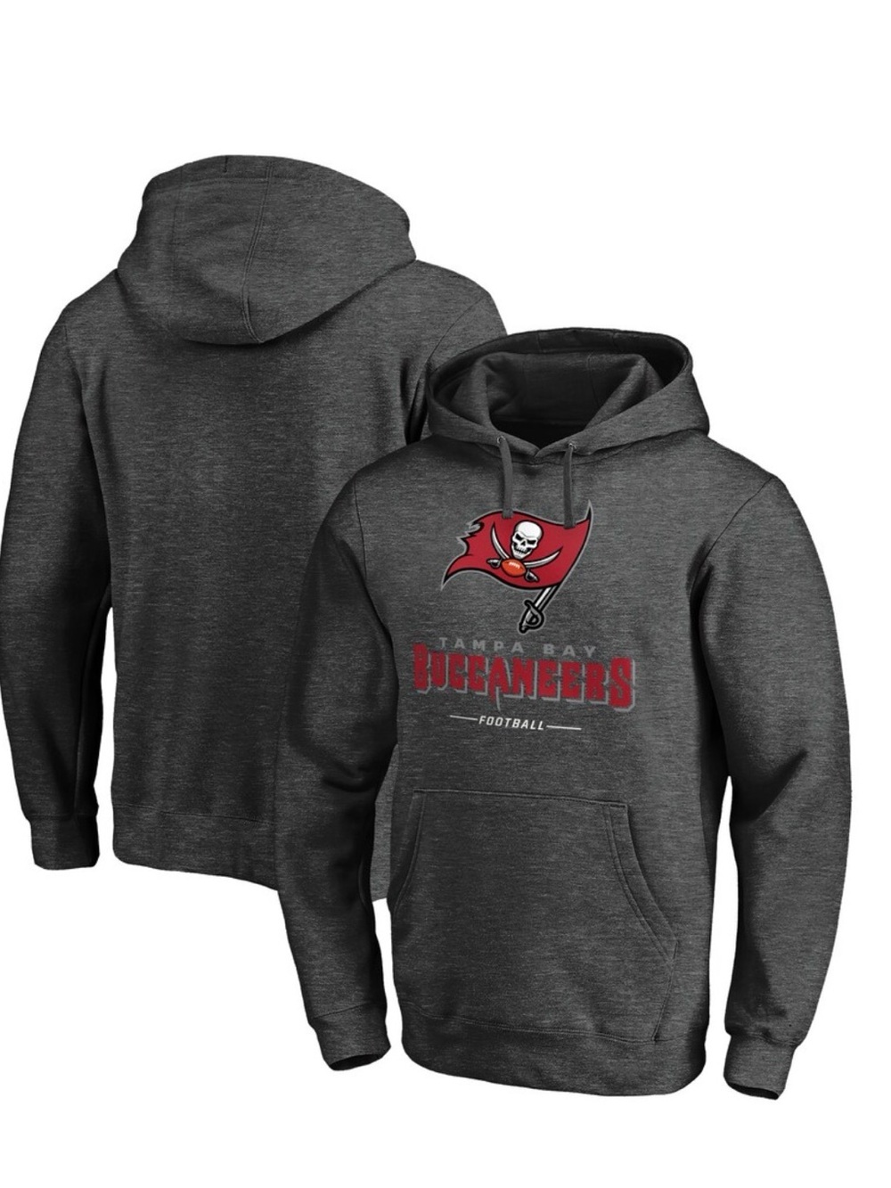 NFL Charcoal Hoodie with Red & White Buccaneers Logo